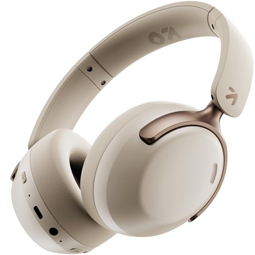 GOBOULT Newly Launched Soniq Over Ear Bluetooth Headphones with 70H Playtime, 40mm Bass Drivers, Zen™ ENC Mic, Type-C Fast Charging, Dual Pairing, AUX, Wireless Headphones (White)