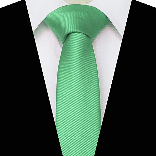 Image of JEMYGINS 2.4 inch Solid Color Skinny Tie Slim Necktie for Men