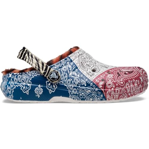 Image of Crocs Unisex-Child Zappos Print Lab: Gone Wild Classic Lined Clogs, Multi /Bandana /Animal Mix Print, 2 Little Kid