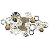 Touch of Class Bronxx Metal Wall Art Clock | Large Hanging Sculpture | Chic Abstract Quality, Gold, Silver, Bronze | Dimensional Openwork Design | Circular Collage