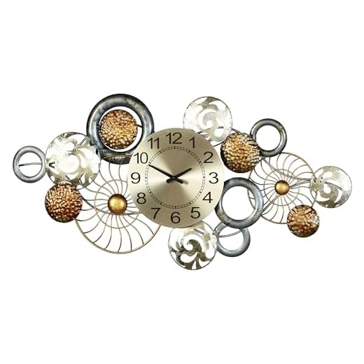 Touch of Class Bronxx Metal Wall Art Clock | Large Hanging Sculpture | Chic Abstract Quality, Gold, Silver, Bronze | Dimensional Openwork Design | Circular Collage