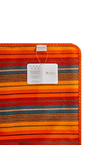 Image of QISU Alpaca Wool Blanket Throw | Large, Beautiful, Warm, Variegated | 85 x 65 inches | Ultra-Soft, Hypoallergenic and Breathable | Non-Itchy or Scratchy Fabric (Orange Variegated)