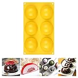 Fimary Chocolate Molds - Food Grade Silicone Chocolate Mold Chocolate Bomb Molds, Large 6-Cavity Nonstick Silicone Chocolate Molds for Hot Cocoa Bombs, Jelly, Cake - Yellow - 1 Pack