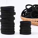 200PCS Black Hair Ties for Women Girls Seamless Thick Hair Band Elastic Hair Ties No Damage Ponytail Holder for Long Lasting Braids Ponytails and Medium Hair Cotton Elastic Bands Soft Hair Accessories - Image 2