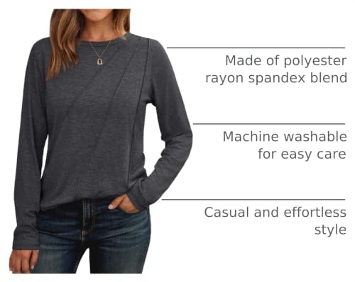 Image of AUTOMET Women's Long Sleeve Tops Loose Fit Shirts Casual Crewneck Tunics