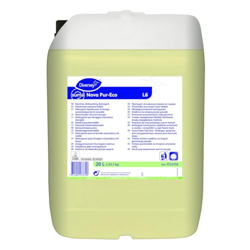 Suma Nova Pur-Eco L6 20L - Limpiador líquido ecológico para lavado mecánico de vajillas para aguas medio-duras a duras, libre de cloro y NTA