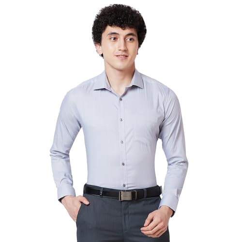 Image of Park Avenue Men's Cotton Blend Checks Pattern Slim Fit Semi Cutaway Collar Full Sleeve Formal Shirt