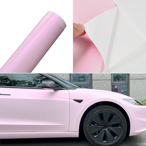 Image of Matte Light Pink to Purple Chameleon Car Vinyl Wrap Satin Finish Color Changing Self Adhesive DIY Car Body Film for Vehicle Interior Exterior Decoration, 59.84 inch x 629.92 inch (The Whole Roll)
