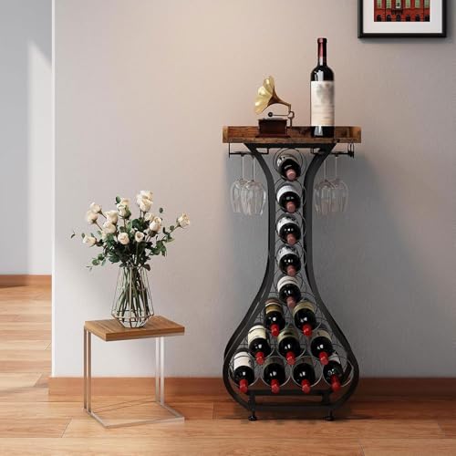Soporte para botellas de vino en forma de botella negro miniatura 5