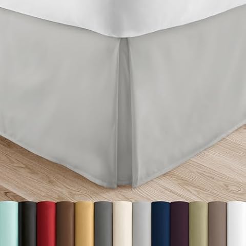 Linen Market Bed Skirt - Ultra Soft Microfiber - Easy Fit with 14 Inch Tailored Drop - Hotel Quality, Shrinkage & Fade Resistant - Bed Cover - Queen Bed Set - Bedroom Décor - (Light Gray) Cover