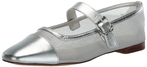 Sam Edelman Women's Miranda Mary Jane Flat, Soft Silver, 6 - Main Image