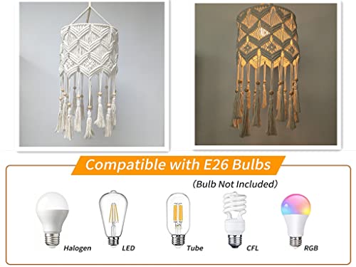 Bwvv Boho Hanging Lamp Handmade Macrame Lamp Shade Plug In Pendant Light Bohemian Hanging Lights With Plug In Cord Light Fixtures For Bedroom Living Room Home Decor #TOP5