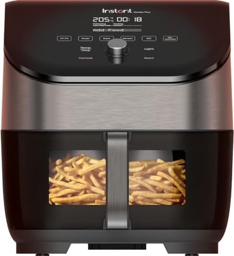 Instant Vortex Plus with ClearCook - 5.7 L Digital Healthy Hot Air Fryer, Stainless Steel, 6-in...