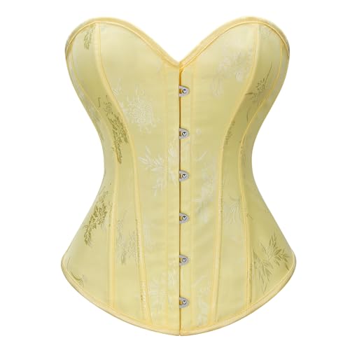 WERFORU Corsetto da donna con petto intero, corsetto da donna, gotico, vintage, corsetto per Halloween, giallo., XL