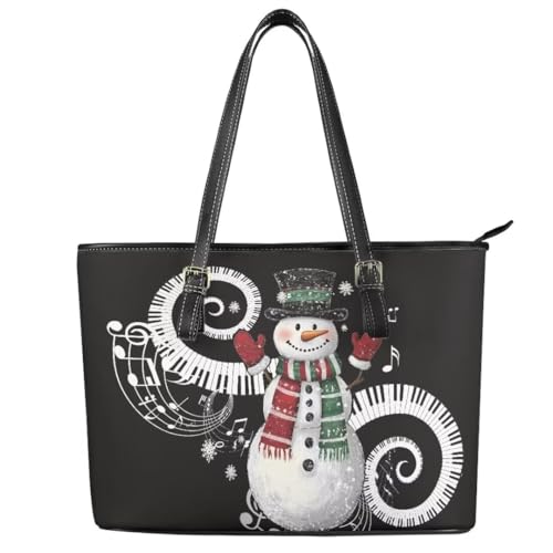 Image of Coldinair Christmas Leather Tote Bag for Women with Zipper Large Shoulder Tote Bag Shopping Casual Travel Bag Handbag Purse