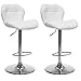 CorLiving Adjustable Bar Stool in White Bonded Leather , set of 2