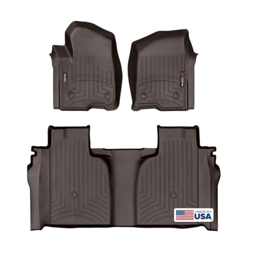 Image of WeatherTech Custom Fit FloorLiners for GMC Sierra 1500 Limited, Silverado 2500HD /3500HD, Silverado 1500-1st & 2nd Row (471436-1-2), Cocoa