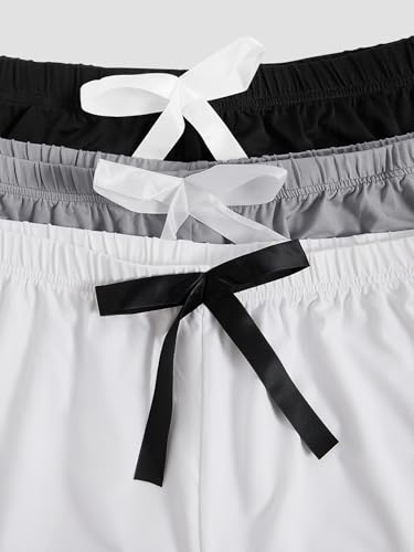 Image of Milumia Women's Plus Size Pajama Shorts Ruffle Hem Sleep Lounge Pj Shorts | 3 Pack,Elastic Waist ,Stretchy,Comfortable,Home Living,Sleepwear
