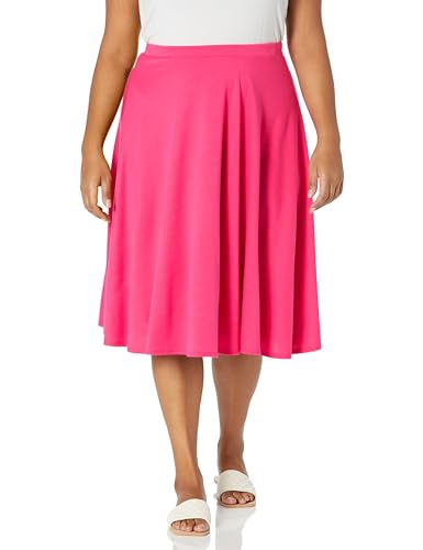 Star Vixen Women's Plus Size Ponte Midi Full Skater Skirt