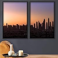 2 Piece Framed Canvas Wall Art Beautiful Sunset Canvas Prints Home Artwork Decoration for Living Room,Bedroom - 16