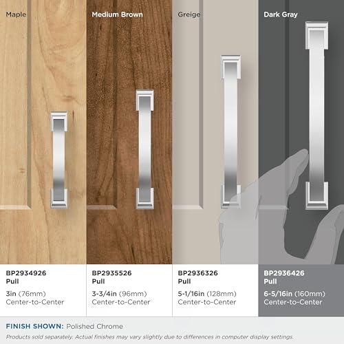 Image of Amerock BP2936426 | Polished Chrome Cabinet Pull | 6-5 /16 inch (160mm) Center-to-Center Cabinet Handle | Candler | Furniture Hardware