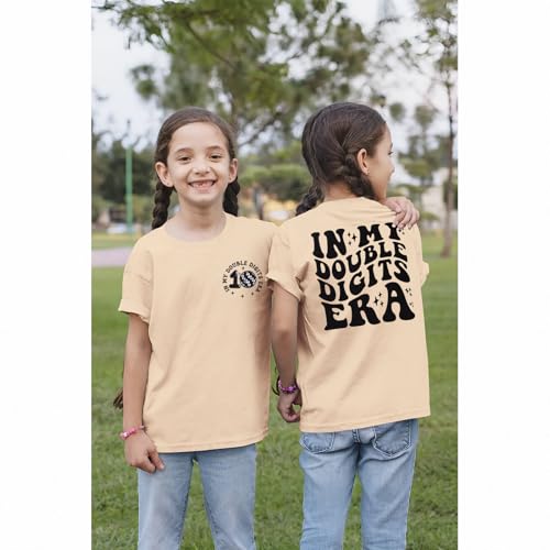 Image of IZYJOY in My Double Digits Era Shirts Girls 10th Birthday T-Shirts 10 Years Old Birthday Party Short Sleeve Summer Tee Tops