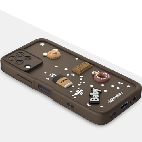 Image of Bintage Ball Bear| Donut| Milk Cake| Baby| Coffee Rubber Case Full Body & Camera Protection Back Cover Compatible for Samsung Galaxy A22 4G - Brown