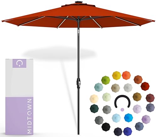 Image of Midtown Umbrellas LED Swilt - 9 Ft Solar LED Patio Umbrella, Apple Canopy