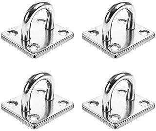 Homgaty 4Pcs M6 304 Stainless Steel Oblong Pad Eye Plate,Marine Hardware Staple Hook Loop