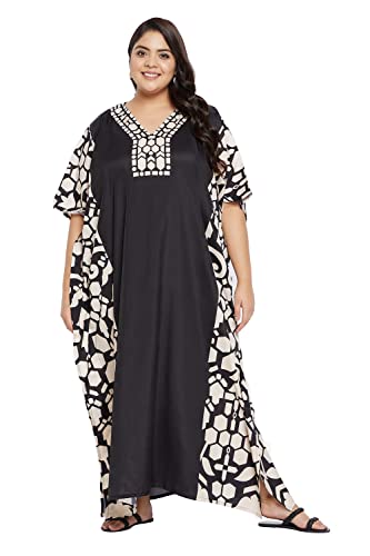 Image of Goood Times Plus Size Kaftan Long Maxi Kimono for Women, 52 inch Length, 3 /4 Sleeves, Caftan Nightgown for Women