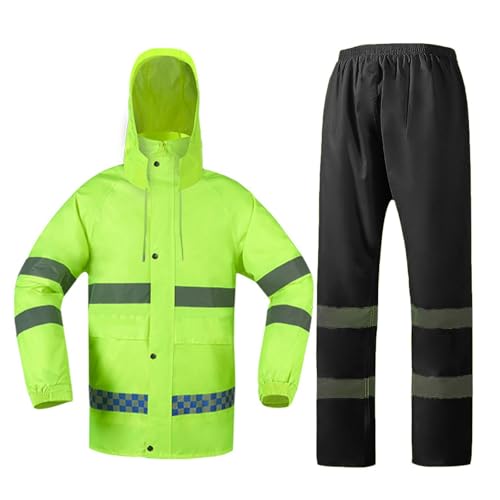 Hi Vis Rain Jacket and Pants,Reflective High Visibility Safety Rain Suits for Hiking Camp Outdoor Activities