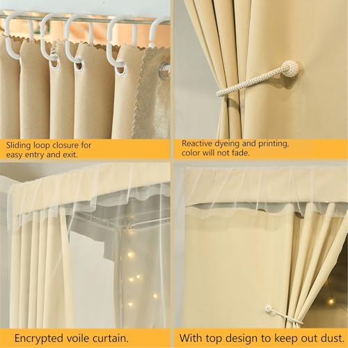 Cortinas opacas para litera superior con cierre total rosa de 1.5m para colegios 5