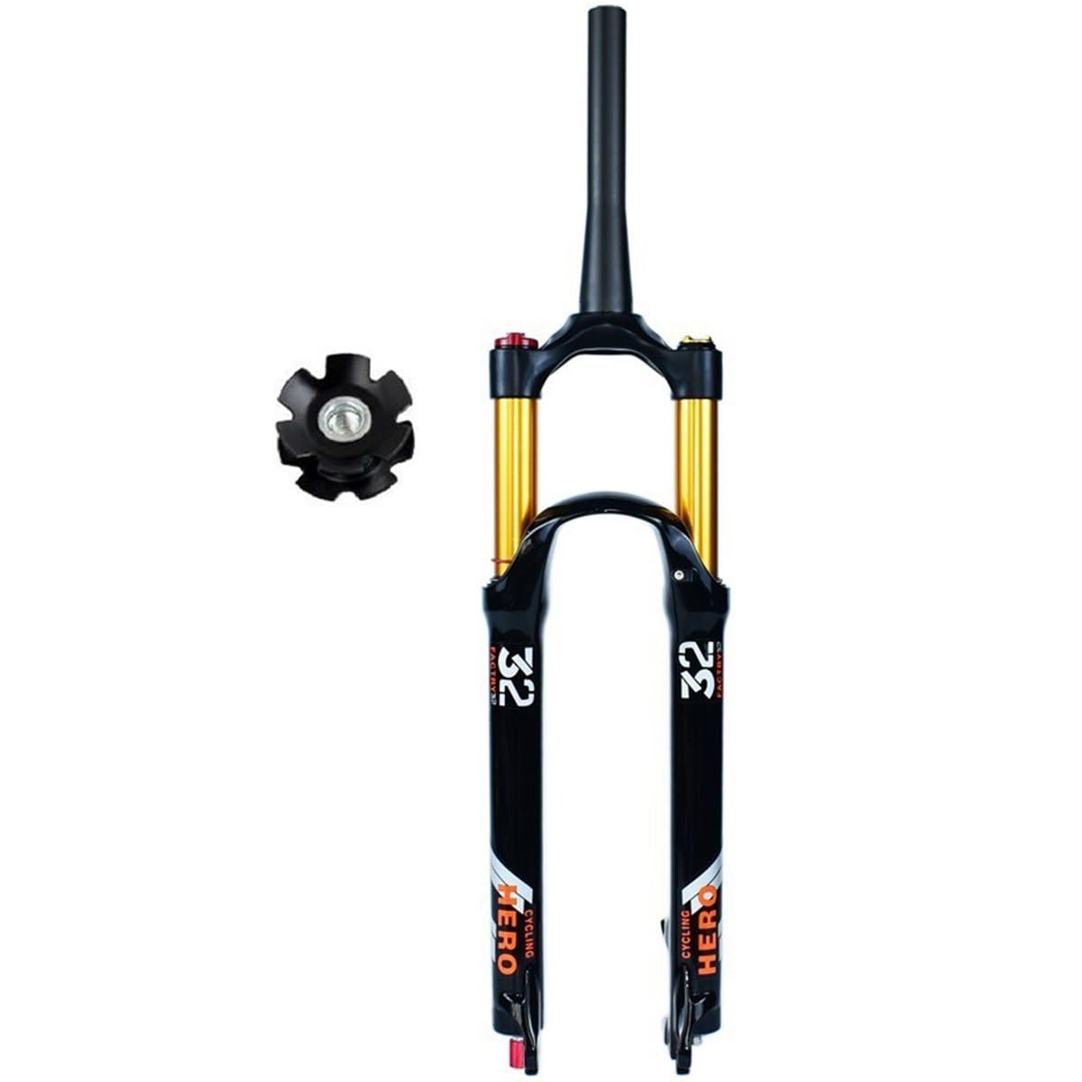 Horquilla de suspensión Ultraligera para Bicicletas de montaña de 26, 27,5 y 29 Pulgadas, Fabricada en aleación de magnesio. Horquilla Delantera cónica de 1-1/2", Recorrido de 140