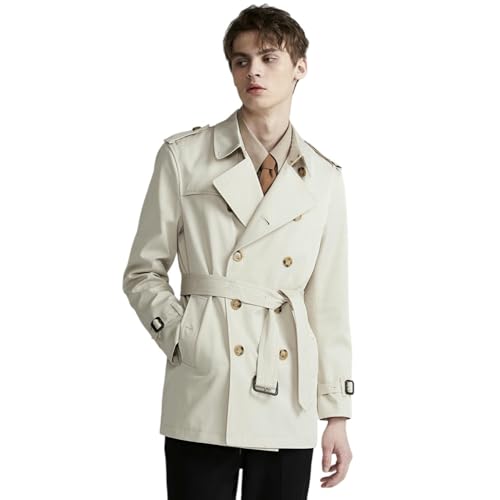 Trench homme beige veste mi-longue blouson coupe-vent printemps XL