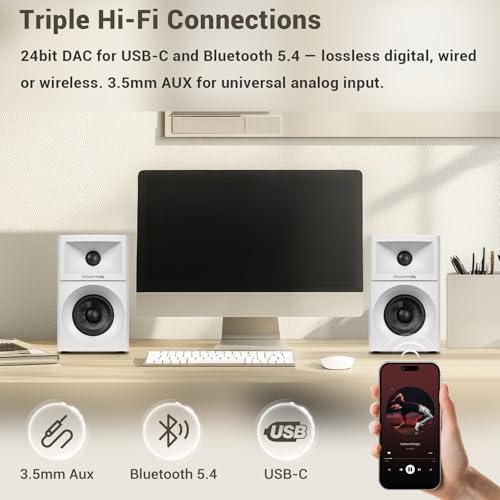 Altavoces de escritorio Sanyun SW203 con sonido estéreo 3D de 60W y DAC USB-C integrado 6