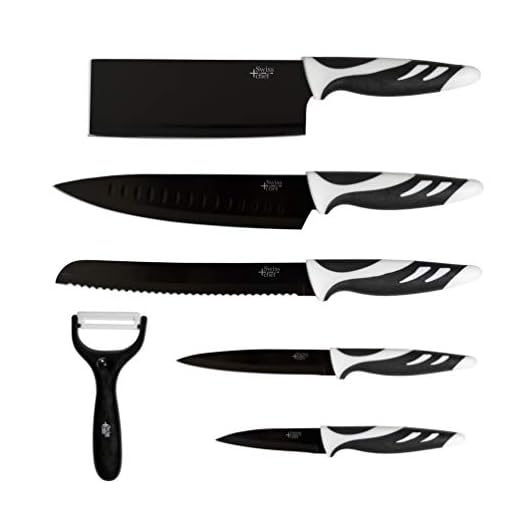 Cecotec Juego de 6 Cuchillos de Cocina de Alta Gama. Cuchillos Profesionales de Estilo Suizo. Color Blanco o Negro. Swiss Chef (Negro)