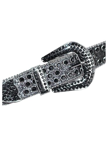 GORGLITTER Men's Sparkly Rhinestone Belt Studded Crystal Diamond Belt for Jeans Pants3
