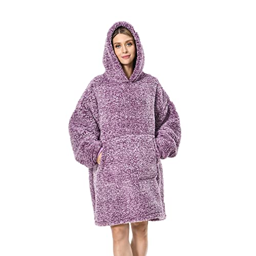 Seogva Oversized Sherpa Hoodie, Wearable Hoodie Sweatshirt Blanket, Super Soft Warm Comfortable Blanket Hoodie, One Size Fits All, Men, Women, Girls, Boys, Friends