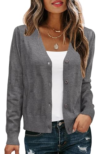 Image of Arach&Cloz Women's Soft Cropped Cardigan Casual Lightweight Shrug Sweater Tops