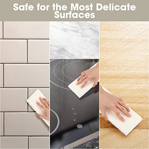 Image of 40 Pieces Non Scratch Scrubbing Pad Reusable Kitchen White Dish Scrubber Scouring Sponge Pads Multi Purpose for Kitchen Household Cleaning Supplies, 10 x 4 Inch