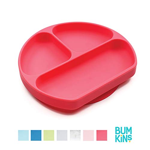 Bumkins Silicone Grip Dish, Suction Plate, Divided Plate, Baby Toddler Plate, BPA Free