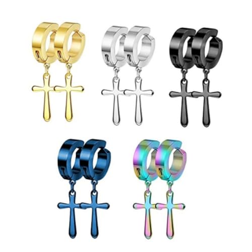 Boucles d'oreilles non percées premium en acier titane, l'élégance du cerceau croisé mixte