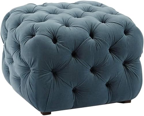 SaryEdge Taburete otomano Reposapiés Taburete otomano Sofá Taburete tapizado Asiento Puff de Terciopelo Reposapiés Banco de Zapatos Taburetes Repos(Azul#a-60X60X40CM