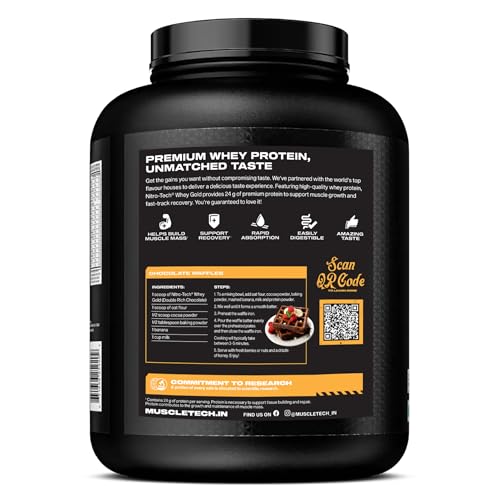 Image of MuscleTech Nitro-Tech Whey Gold Protein Powder | 24 g Protein & 5.4 g BCAAs Per Serving | Supports Lean Muscle & Faster Recovery | Double Rich Chocolate| 1.72 kg