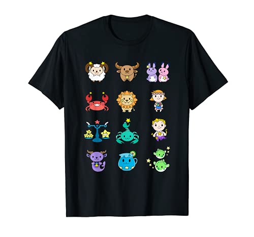 12 lindo horóscopo anime signos del zodiaco Astrología cumpleaños Camiseta