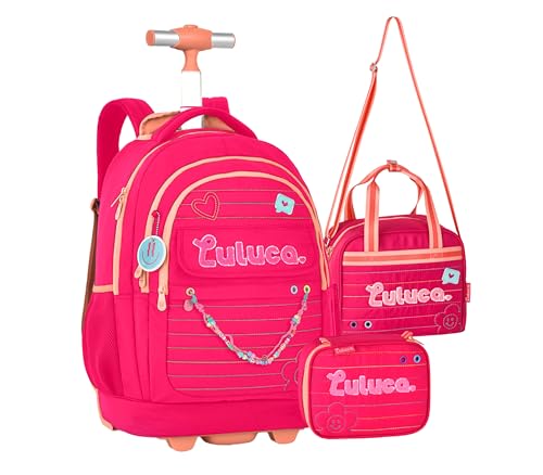 Kit Mochila Rodinha Carrinho Luluca Escolar Juvenil Infantil Lanc...