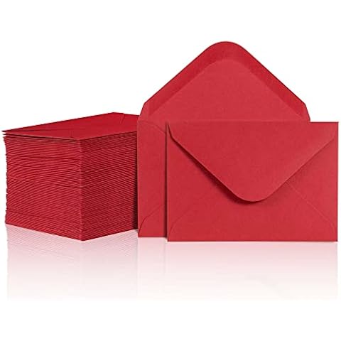 Gift Card Envelopes - 100-Count Mini Envelopes, Red Paper Business Card Envelopes, Bulk Tiny Envelope Pockets for Small Note Cards, Red 4 x 2.7 Inches Cover