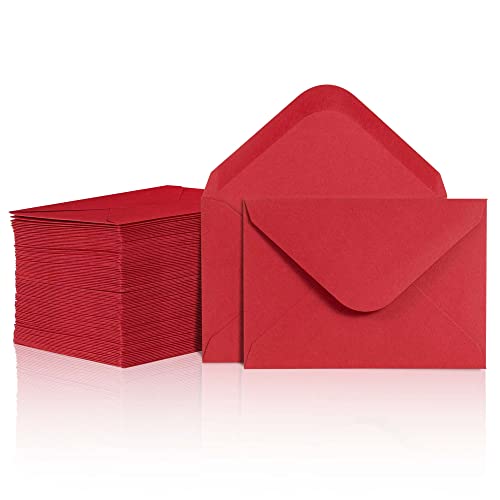 Gift Card Envelopes - 100-Count Mini Envelopes, Red Paper Business Card Envelopes, Bulk Tiny Envelope Pockets For Small Note Cards, Red 4 X 2.7 Inches #TOP15