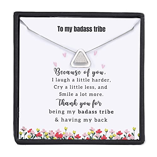 Thank You for Being My Badass Tribe- Badass Tribe Necklace For Women Friendship, Best Friends Tribe/ Badass BFF Tribe/ Badass Bestie Tribe Jewelry Sterling Silver Necklace for Women With Gift Box and Poem