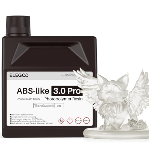 Image of ELEGOO ABS-Like Resin 3.0 Pro, 3D Printer Resin with Low Viscosity and High Precision, 405nm Rapid UV-Curing Photopolymer Resin, 3D Resin for LCD /DLP 3D Printing, Clear 2000G